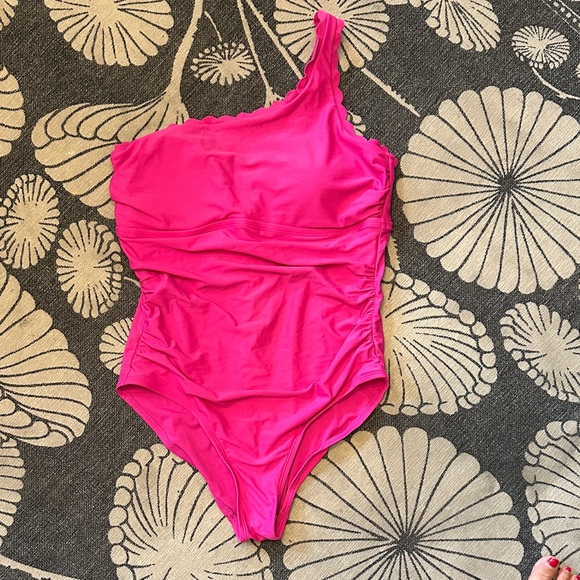 Maternity One Shoulder Pink Swimsuit - Picture 1 of 1